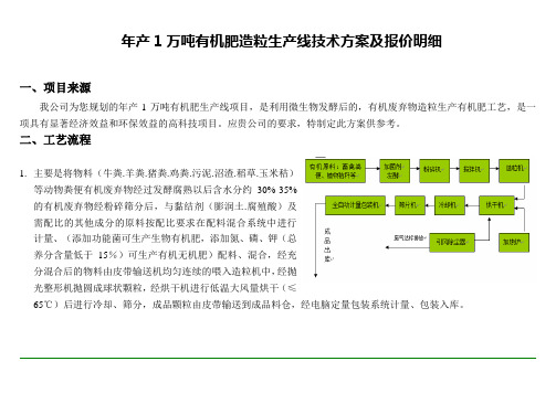 年产1万吨有机肥造粒生产线技术方案及报价明细