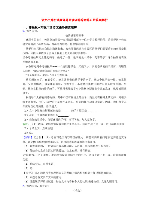语文小升初试题课外阅读训练综合练习带答案解析