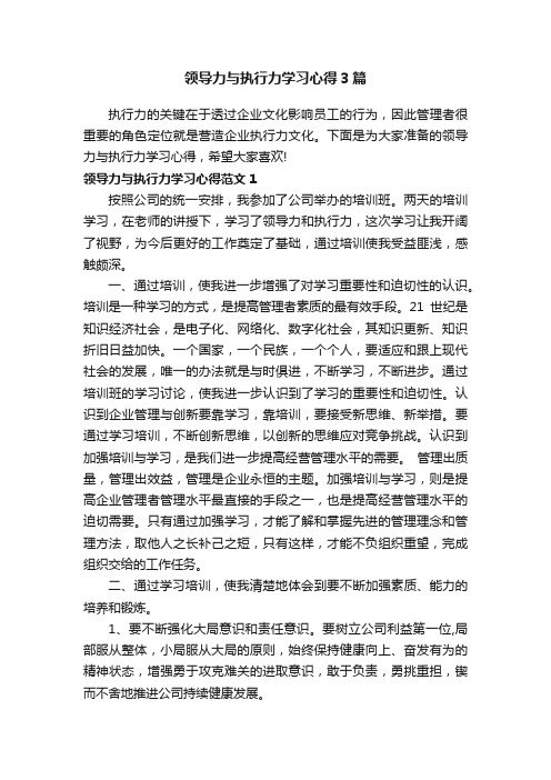 领导力与执行力学习心得3篇