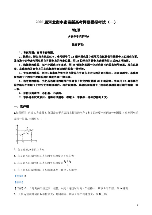 2020届河北衡水密卷新高考押题模拟考试(一)物理试卷