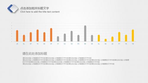 个性年度月份对比柱状图PPT模板素材