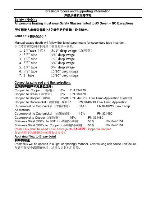 Brazing Process 铜管焊接中英文对照