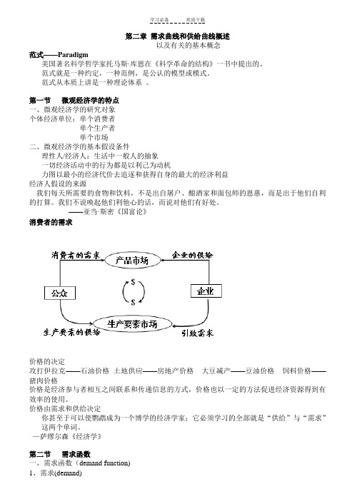 微观经济学重点知识复习提纲