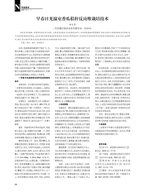早春日光温室香瓜秸秆反应堆栽培技术