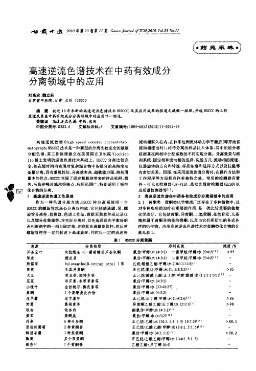 高速逆流色谱技术在中药有效成分分离领域中的应用