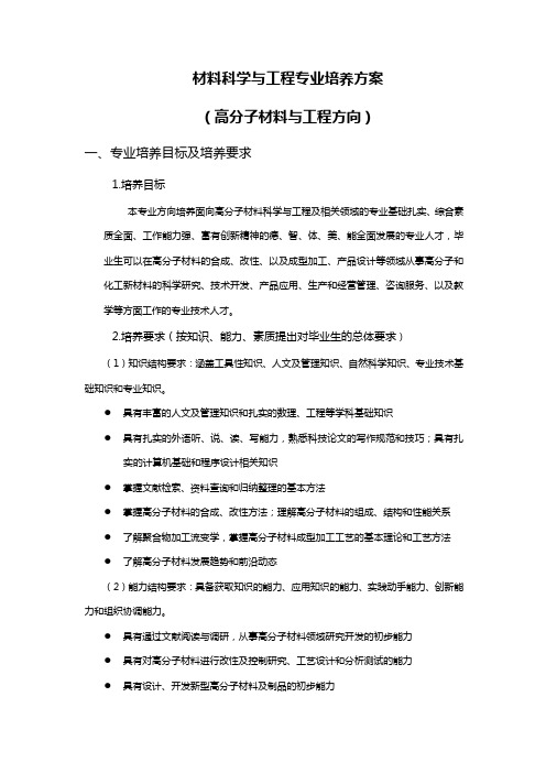 材料科学与工程专业培养方案