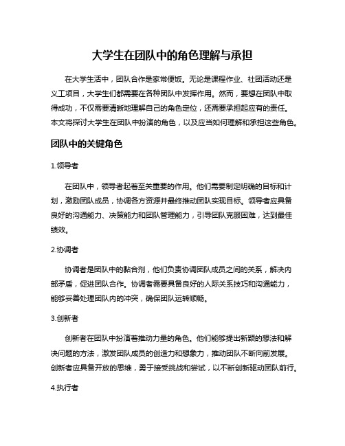 大学生在团队中的角色理解与承担