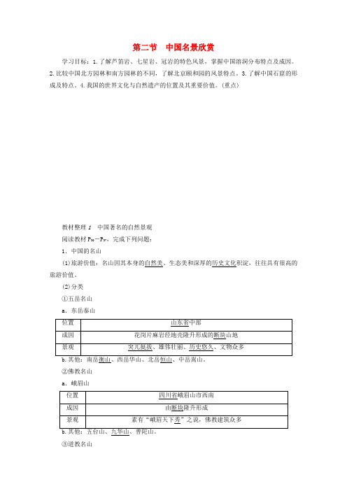 2019-2020学年高中地理 第2章 旅游景观的欣赏 第2节 中国名景欣赏学案 湘教版选修3