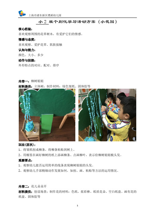 幼儿园小班主题教学“小花园”资料：个别化