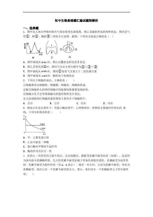 初中生物易错题汇编试题附解析