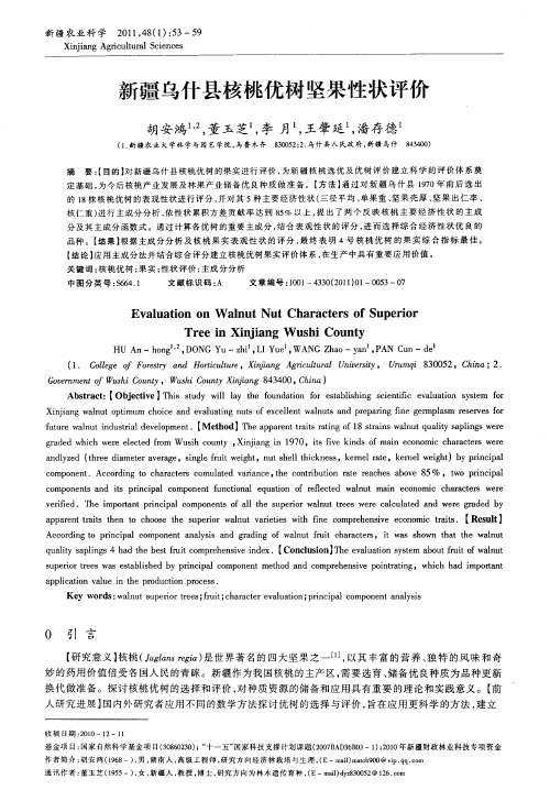 新疆乌什县核桃优树坚果性状评价