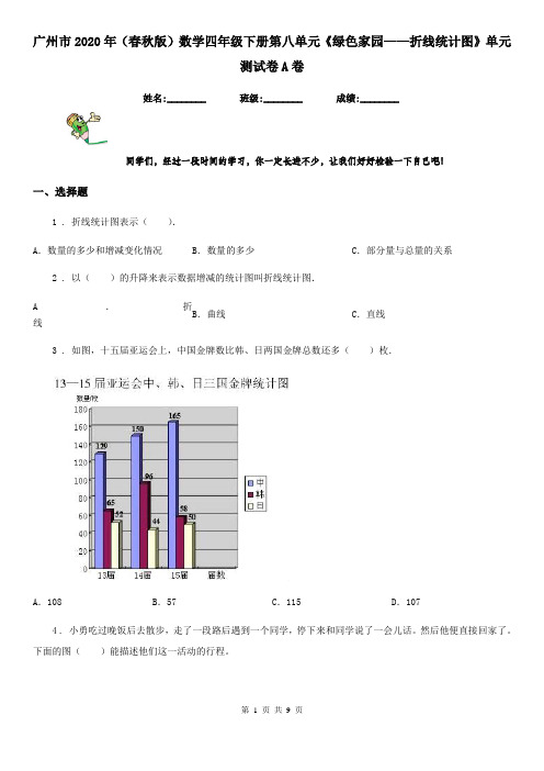 广州市2020年(春秋版)数学四年级下册第八单元《绿色家园——折线统计图》单元测试卷A卷