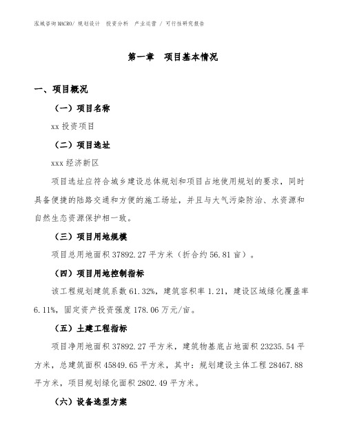 日用化学品投资项目可行性研究报告(范文)