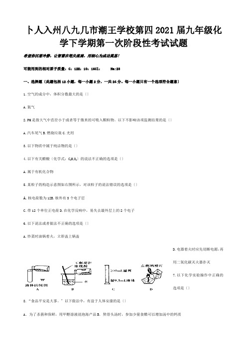 九年级化学下学期第一次阶段性考试试题 试题