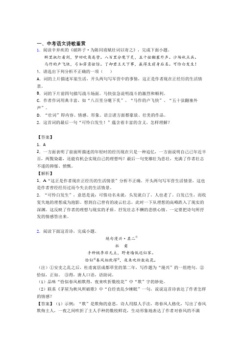 中考语文诗歌鉴赏综合题及答案(1)