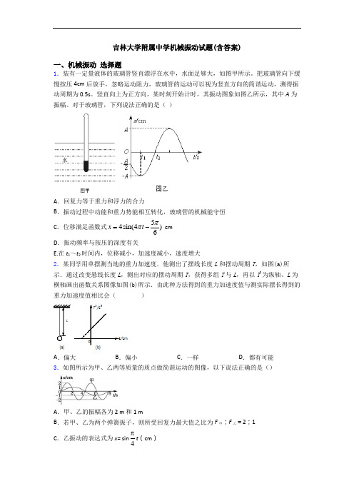 吉林大学附属中学机械振动试题(含答案)