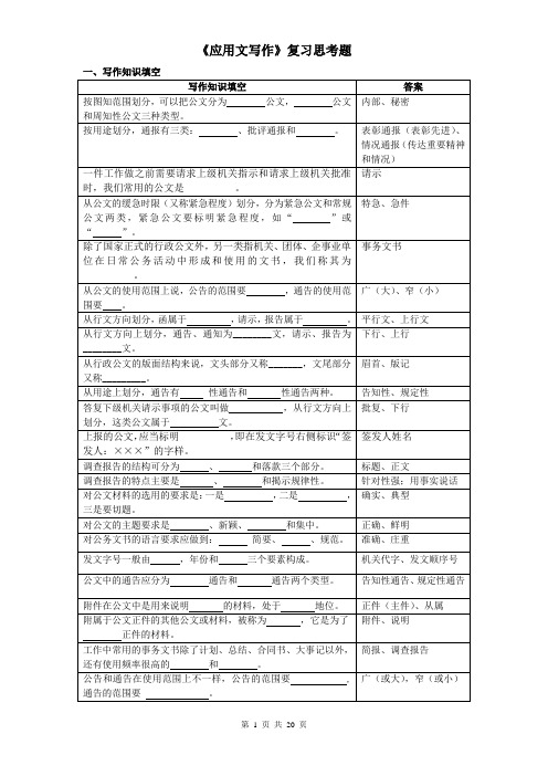 应用文写作考试复习题资料