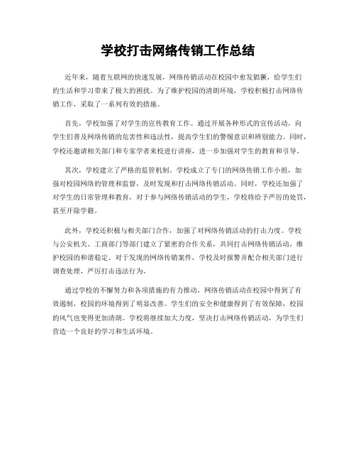 学校打击网络传销工作总结