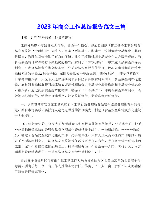 2023年商会工作总结报告范文三篇