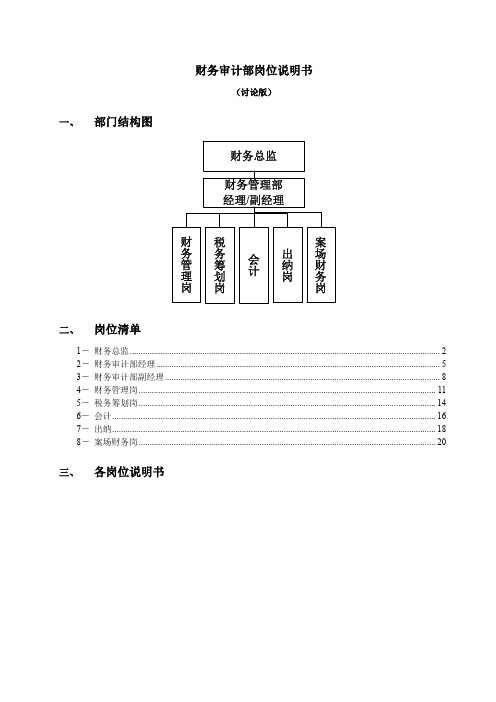 财务审计部岗位说明书