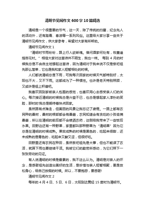 清明节见闻作文600字10篇精选