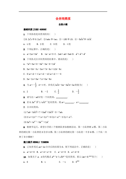 七年级数学上册 第四章 整式的加减 4.2 合并同类项专题练习1 (新版)冀教版