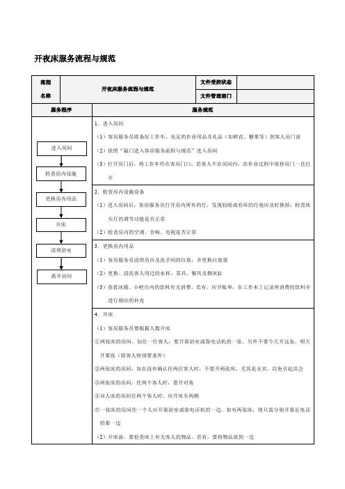 开夜床服务流程与规范