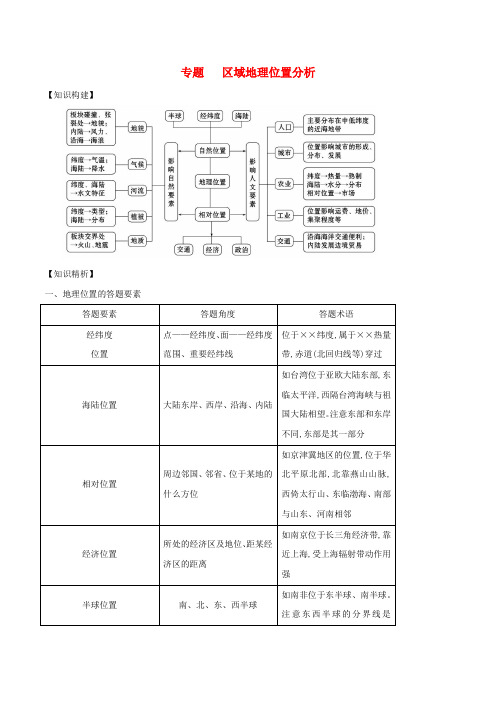 2019高考地理二轮复习微专题要素探究与设计 专题1.2 区域地理位置分析学案