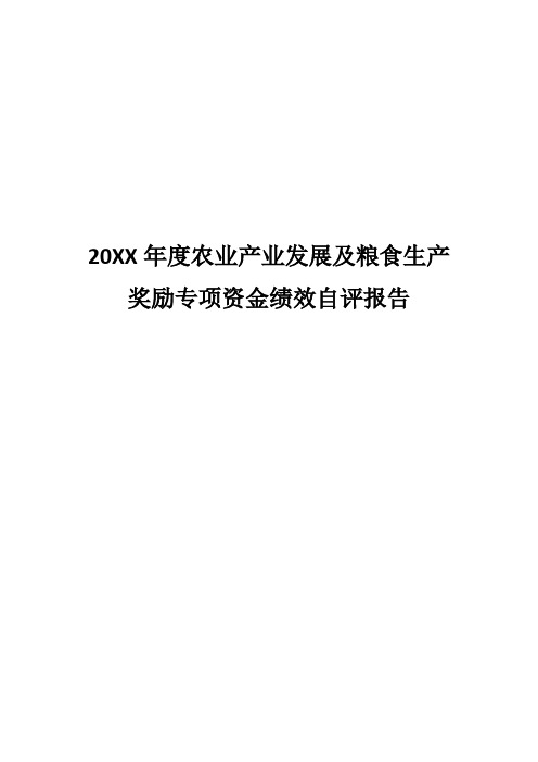 20XX年度农业产业发展及粮食生产奖励专项资金绩效自评报告