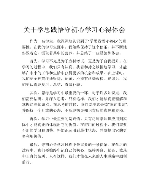 关于学思践悟守初心学习心得体会