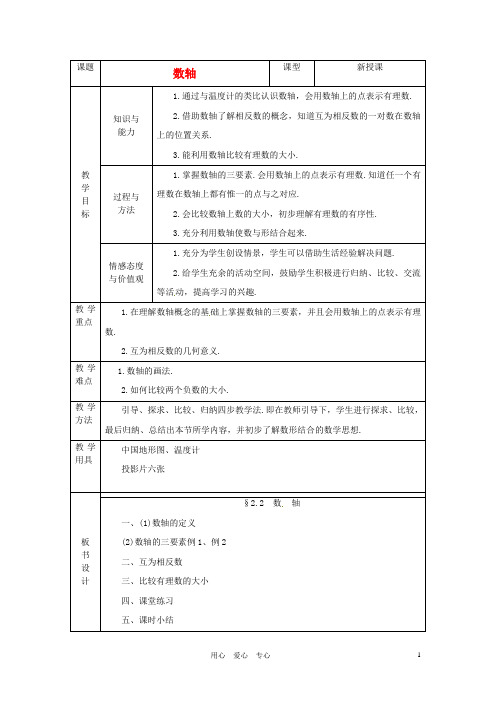 七年级数学上册《数轴》教案 北师大版