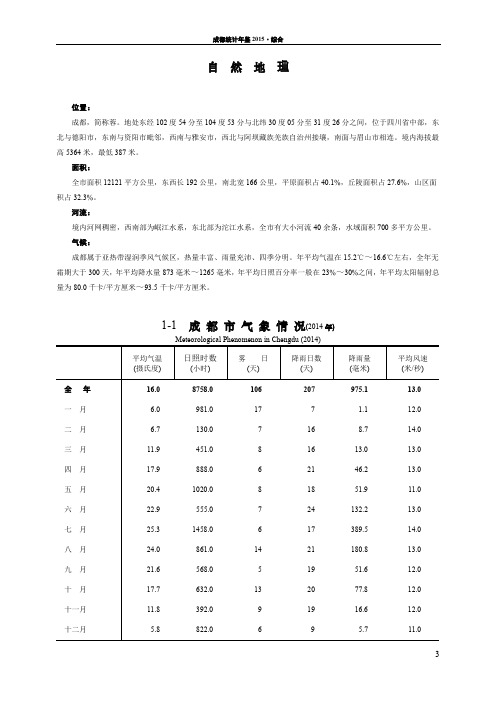 成都统计年鉴2015(综合)