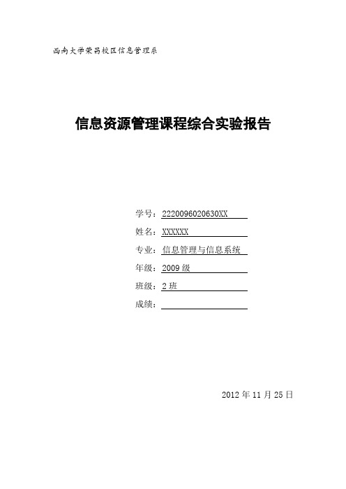 信息管理综合实验 西南大学信息管理系