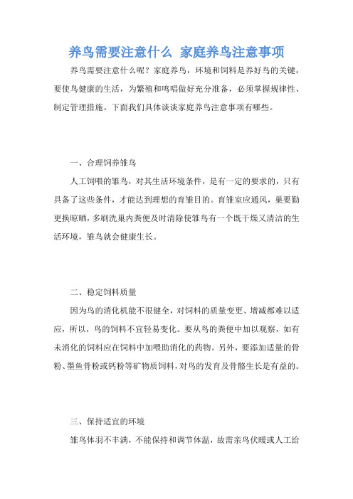 养鸟需要注意什么 家庭养鸟注意事项