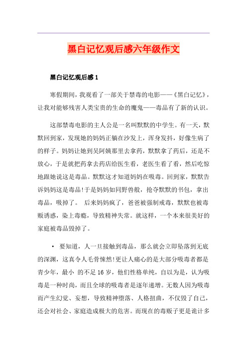 黑白记忆观后感六年级作文