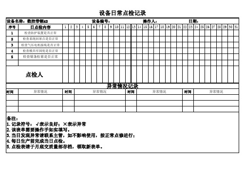 设备日常维护保养记录