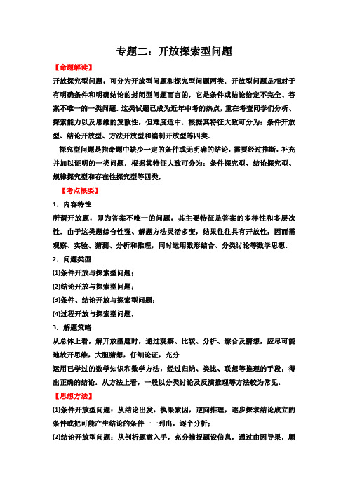 2018年中考数学专题高分攻略6讲专题二开放探索型问题