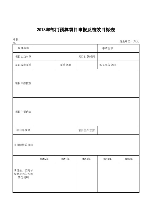 项目申报及绩效目标表