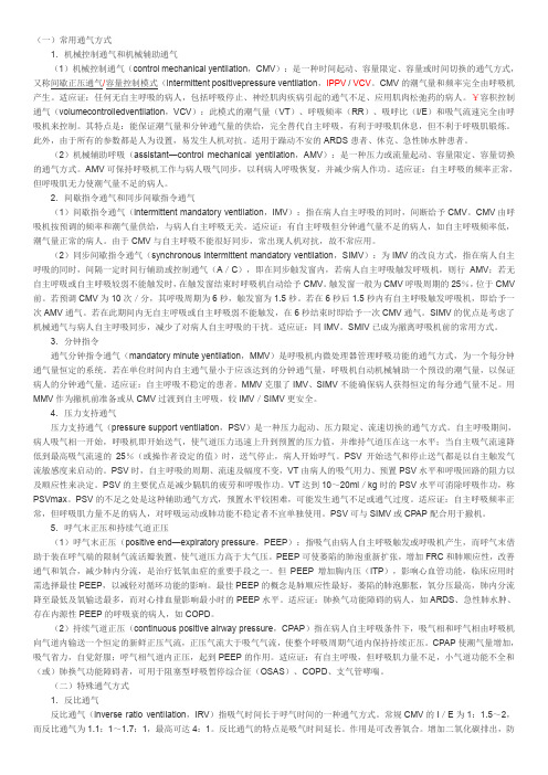 呼吸机常用及特殊通气方式