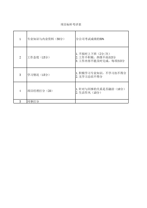 项目标杆考评表