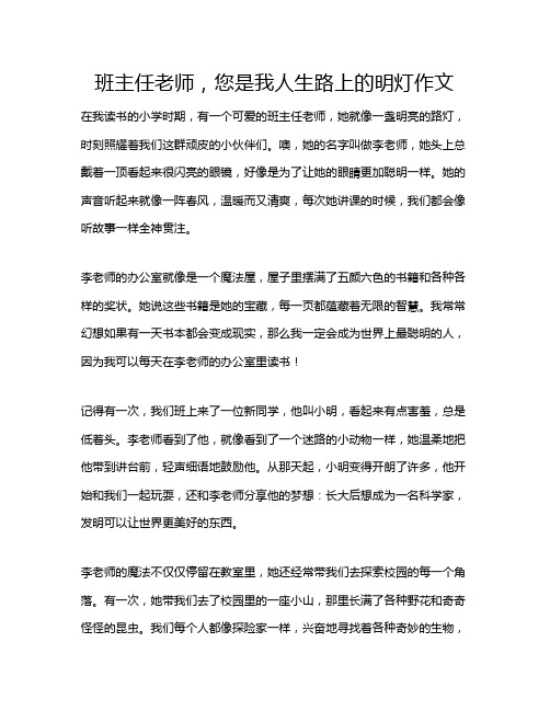 班主任老师,您是我人生路上的明灯作文