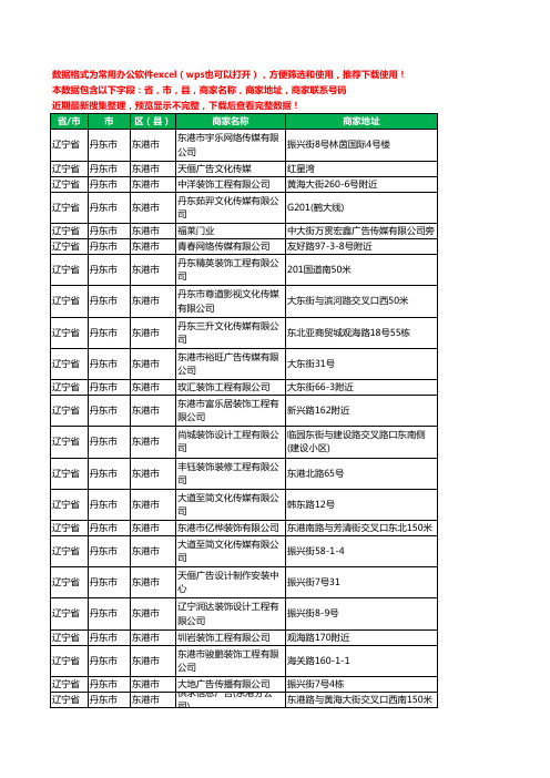 2020新版辽宁省丹东市东港市广告有限公司工商企业公司商家名录名单黄页联系电话号码地址大全28家