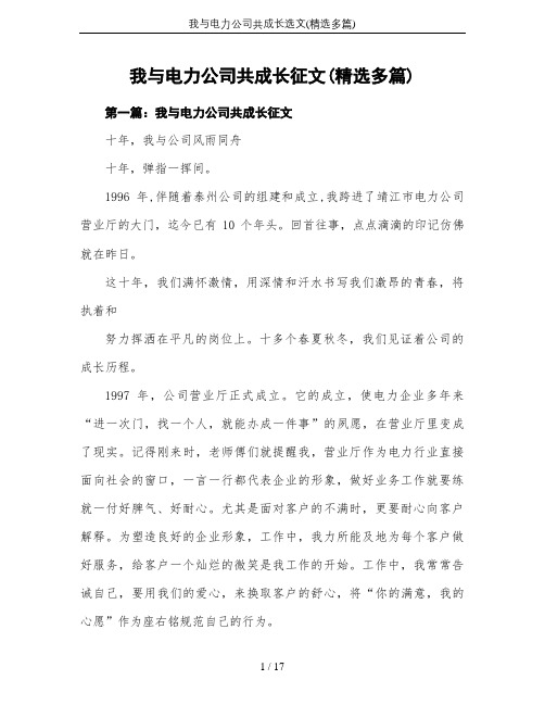 我与电力公司共成长选文(精选多篇)