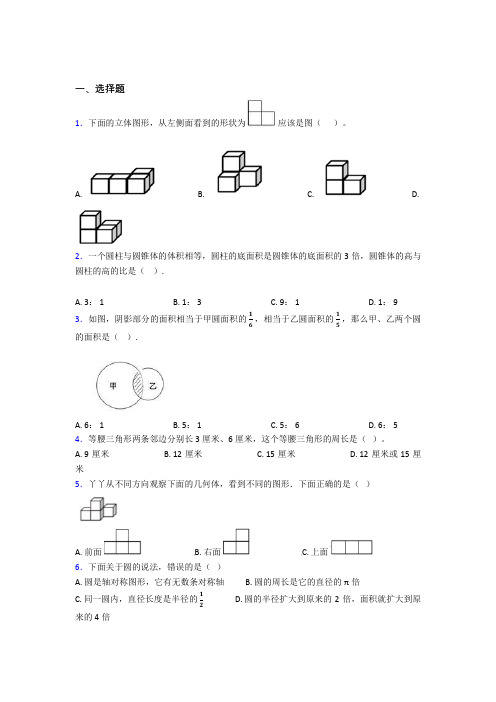 (必考题)小升初数学试卷经典练习(答案解析) (2)