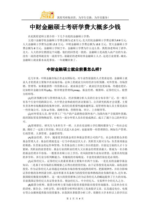 中财金融硕士考研学费大概多少钱