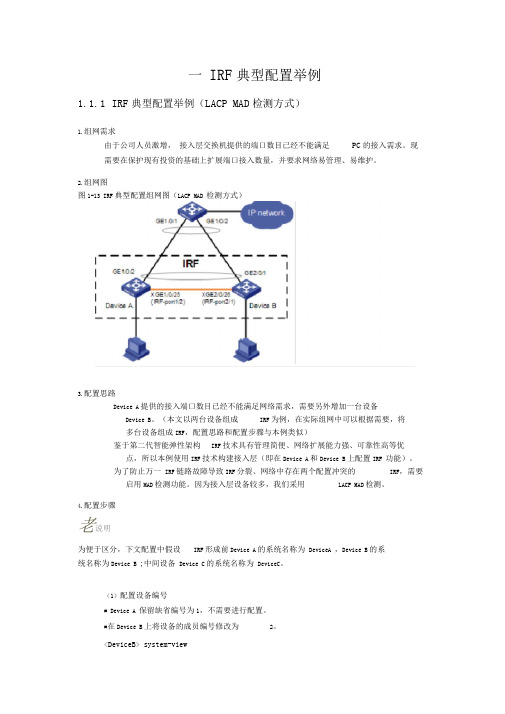 H3CIRF堆叠典型配置举例