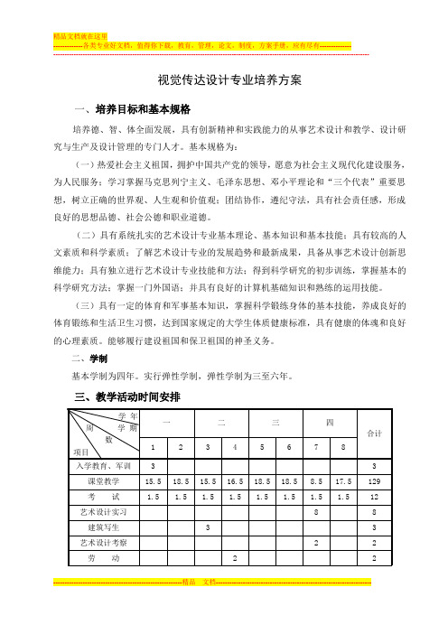 本科视觉传达设计专业培养方案