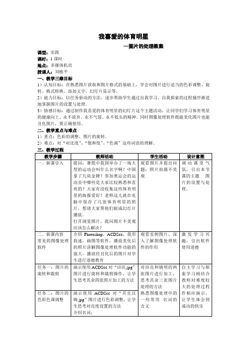 我喜爱的体育明星---图片的处理教案