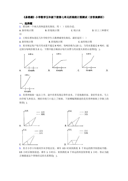 《易错题》小学数学五年级下册第七单元折线统计图测试(含答案解析)