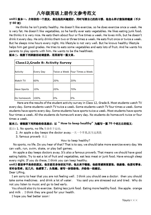 八年级上册期末复习-英语作文范文整理完整版 (1)